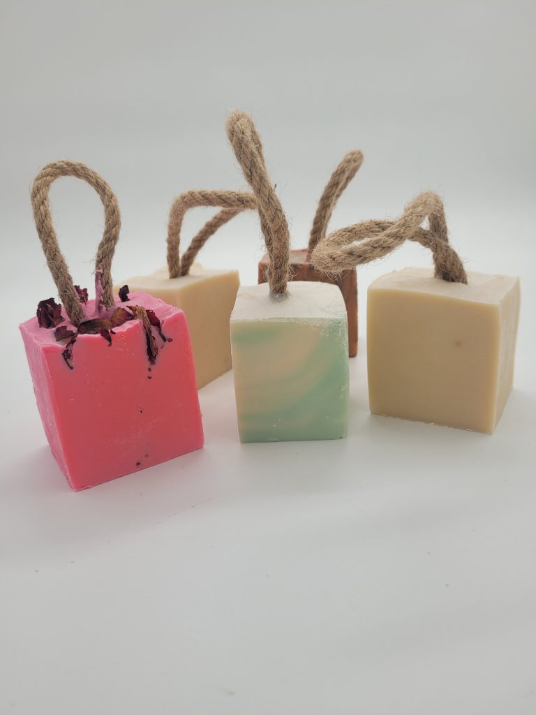 goats milk soap on a rope